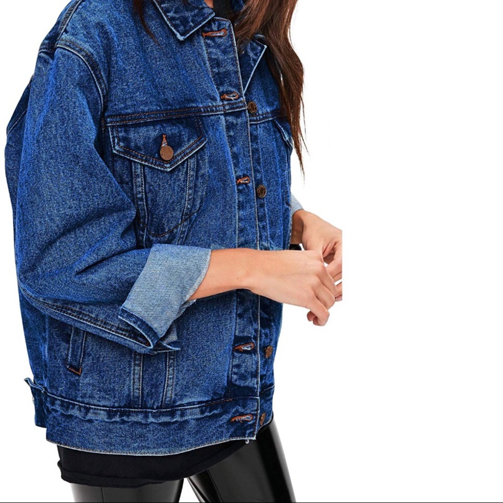 Oversized Vintage Boyfriend Denim Trucker Jacket - Picture 7 of 7